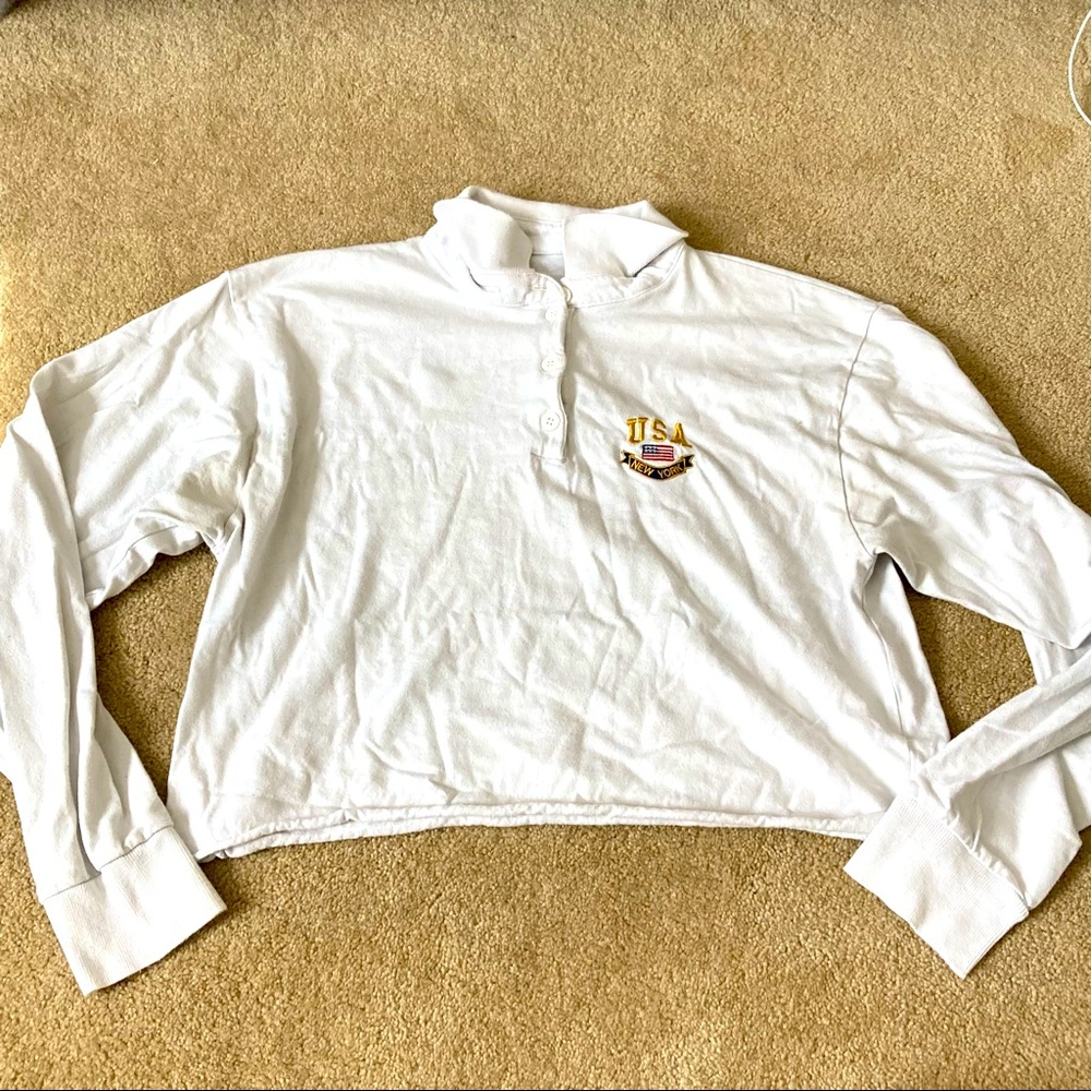 Brandy Melville Long Sleeve Collared Crop Top